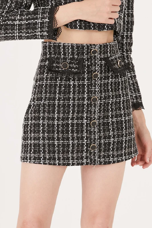 Ayla Tweed Skort w/Lace Inset