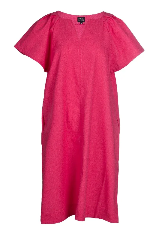 Cotton Linen Blend Dress | CERISE | 6778A1