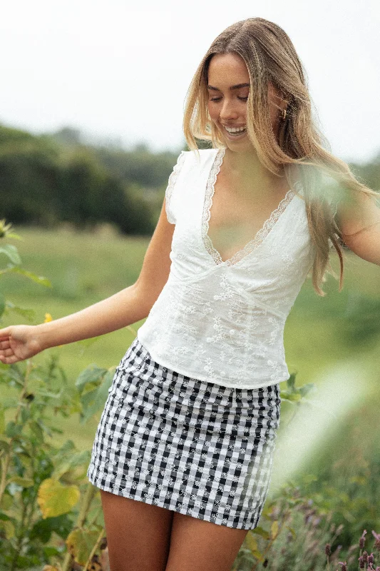 Clement Mini Skirt - Black White Gingham