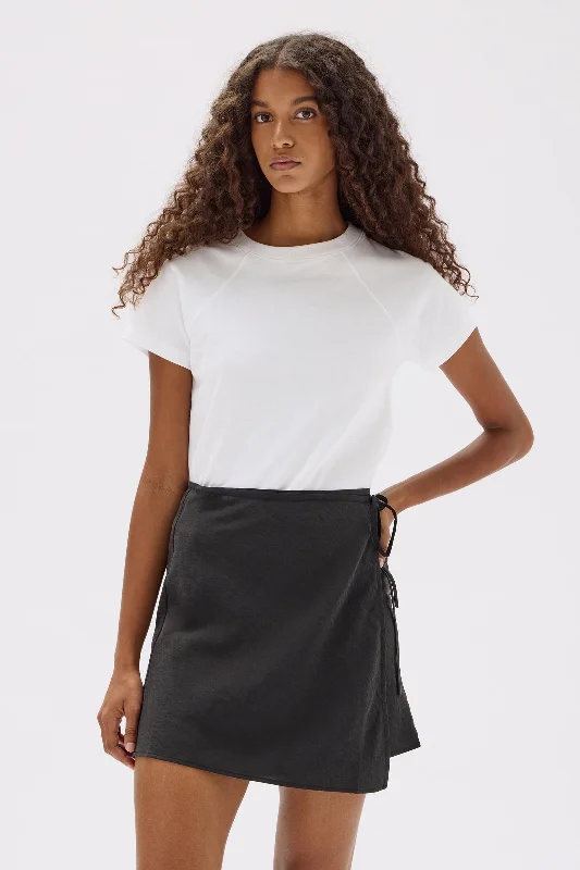 Heather Silk Blend Wrap Mini Skirt