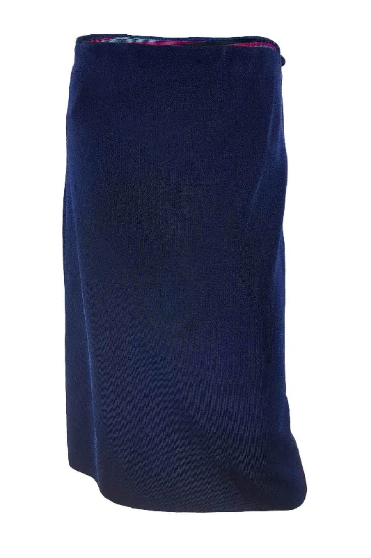 MISSONI M Navy Blue Metallic Midi Skirt (IT 40 | UK 8)