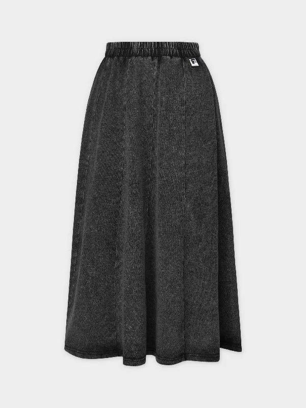 SLOUCHED SKIRT 30"-WASHED BLACK