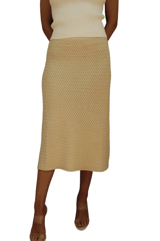 Hannah Crochet Midi Skirt In Beige