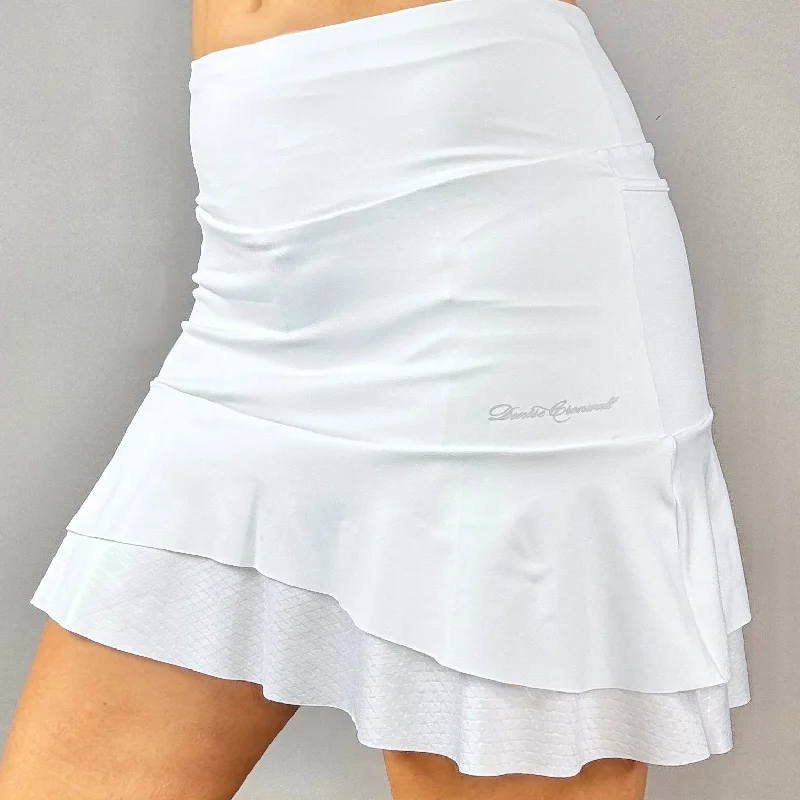 White Embossed Mid Skort (textured white)