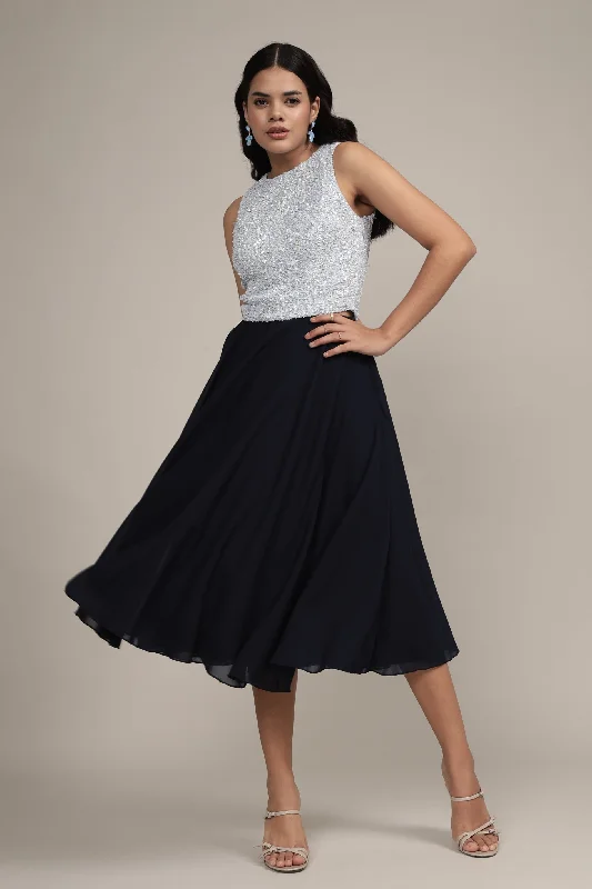 Skye Midi Skirt in Navy