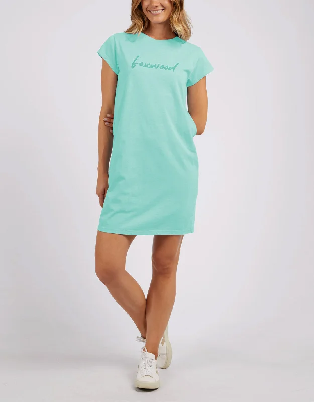 Signature Embroidery Tee Dress - Neon Mint