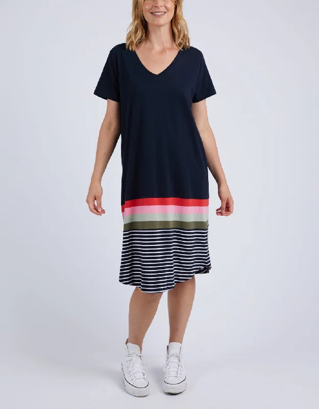 Terra Tee Dress - Navy And White Stripe