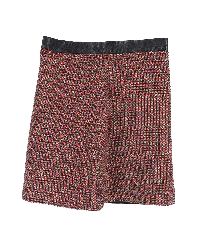 Sandro Mini Skirt in Red Wool