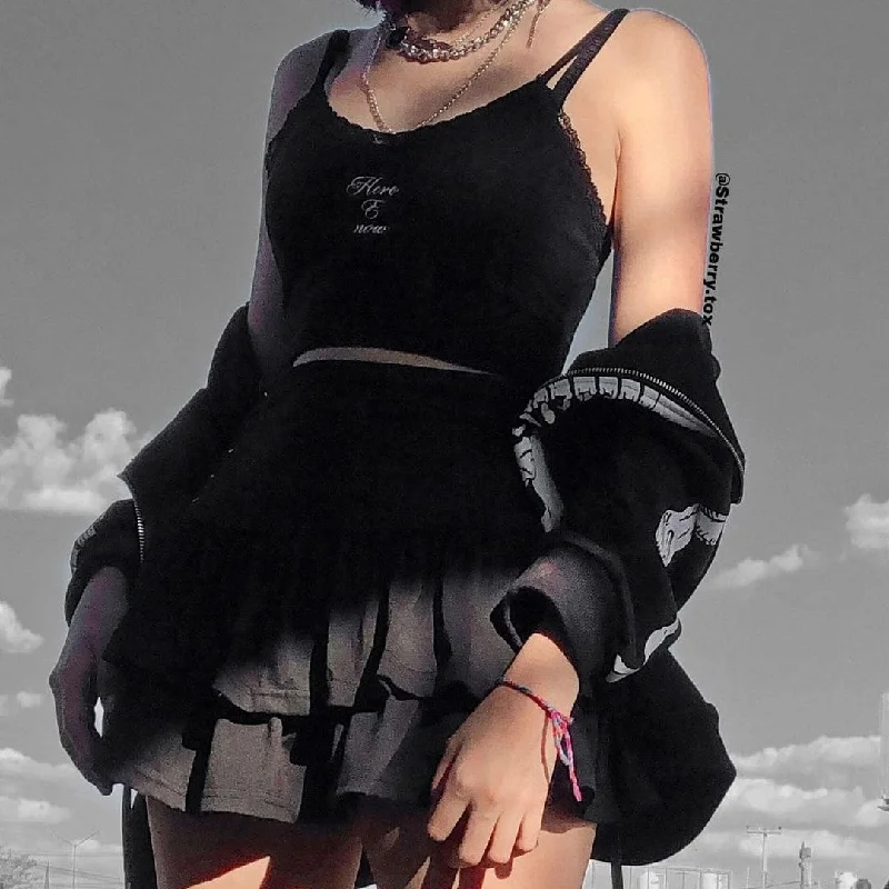 Women's Grunge Side Lacing Double-layer Mini Skirts