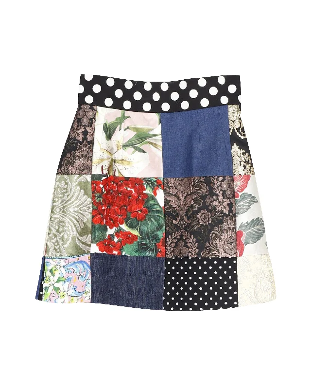 Dolce & Gabbana Jacquard Patchwork Miniskirt in Multicolor Cotton