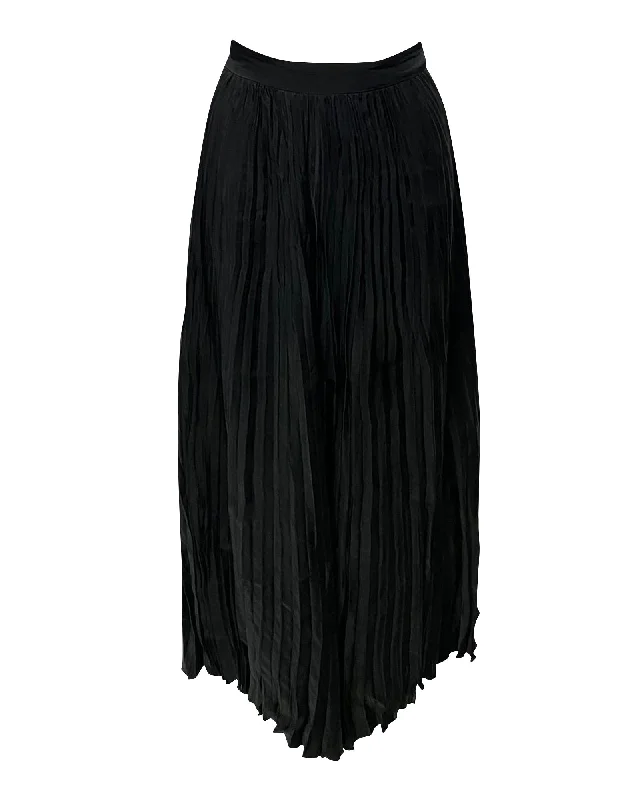 Joseph Pleated Midi Skirt in Black Cupro