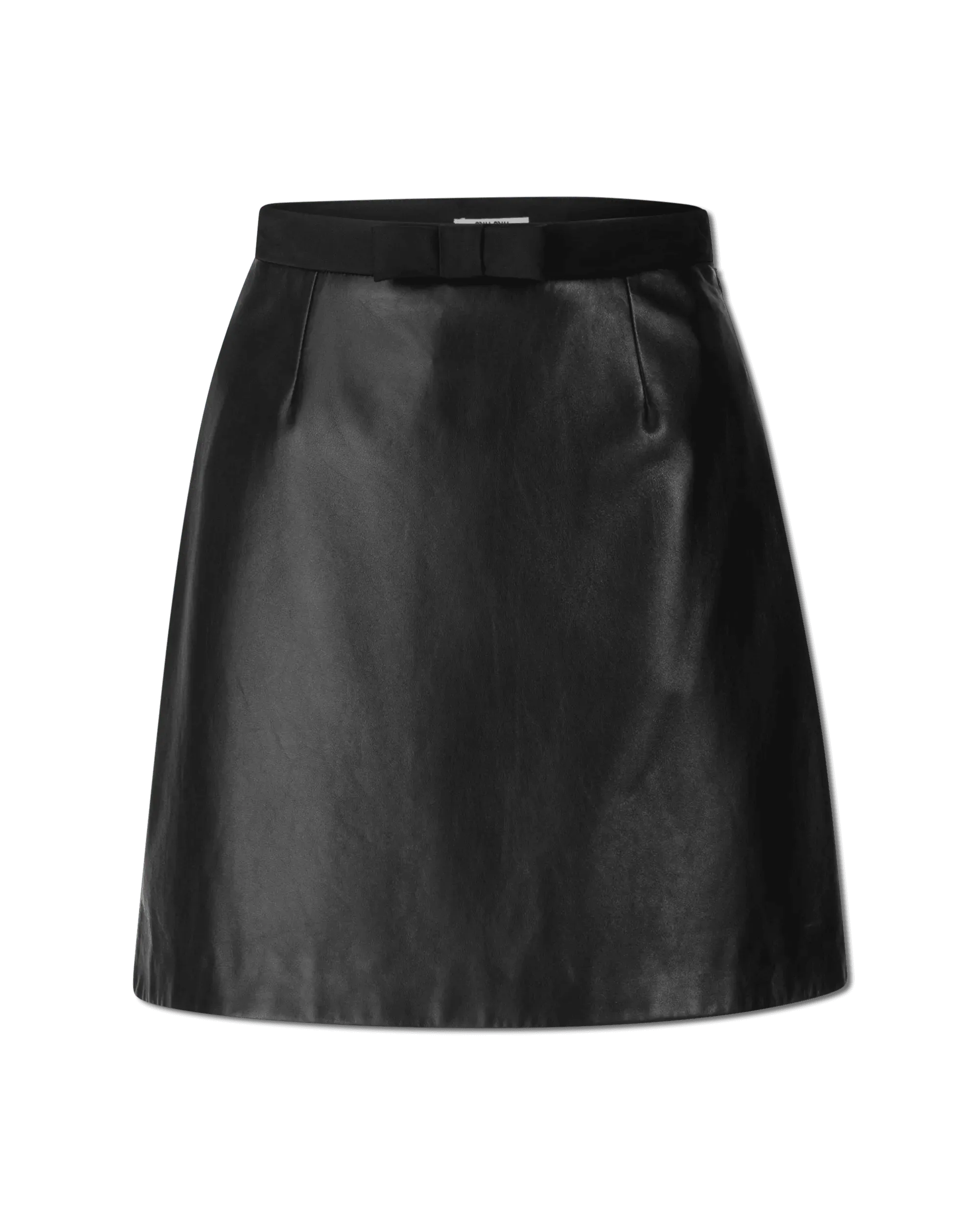 Bow Detail Leather Mini Skirt