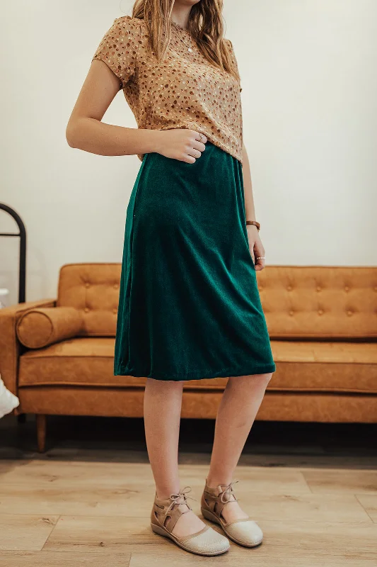 Carrie Stretch Velvet Skirt Peacock