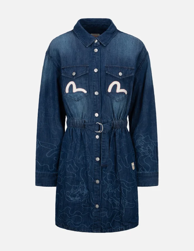 Gradated Laser-print Denim Dress