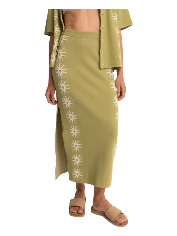 Horizon Knit Midi Skirt In Palm