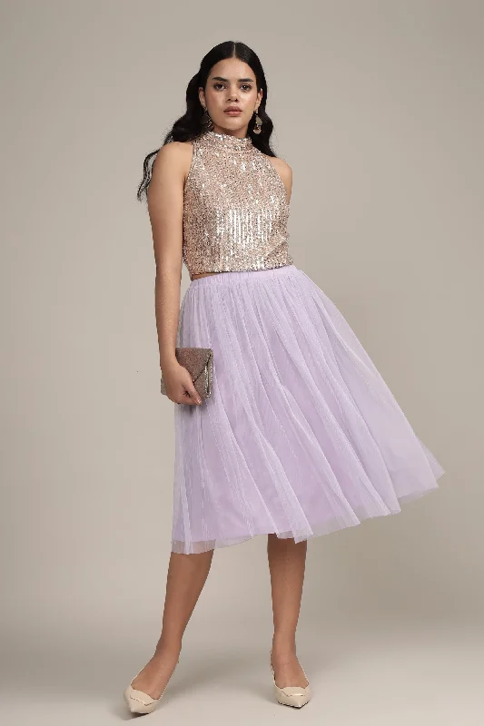 Merlin Lilac Tulle Midi Skirt