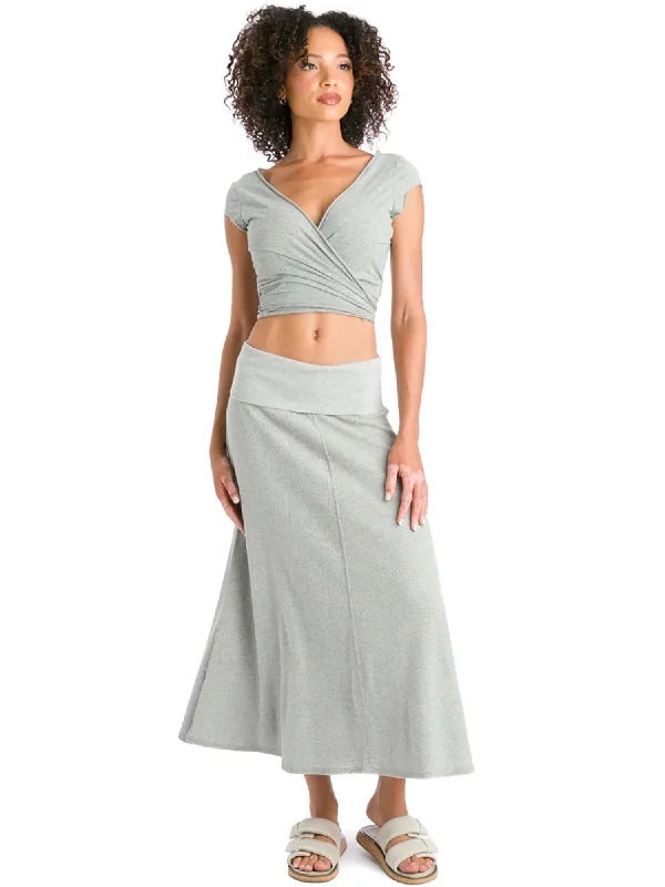 Hard Tail Ribbed Rolldown Long Skirt (Style CS-56)