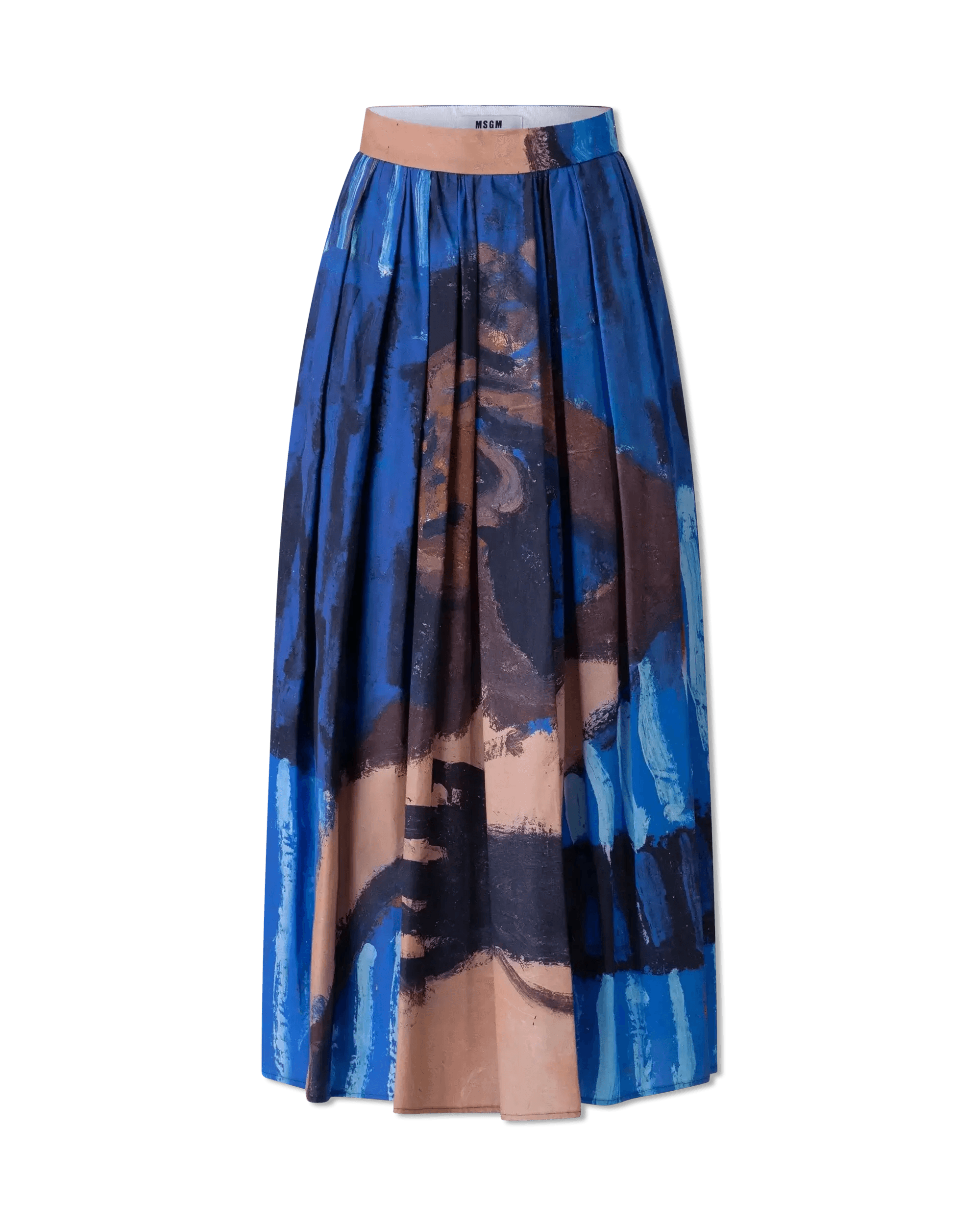 Pleated Print Midi Skirt