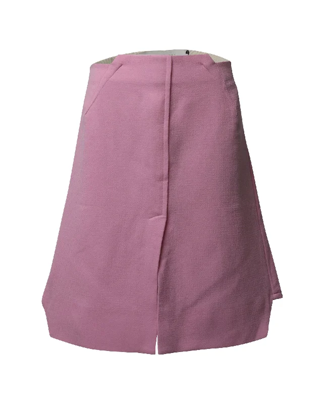 Roland Mouret Hagen Midi Skirt in Pastel Pink Wool