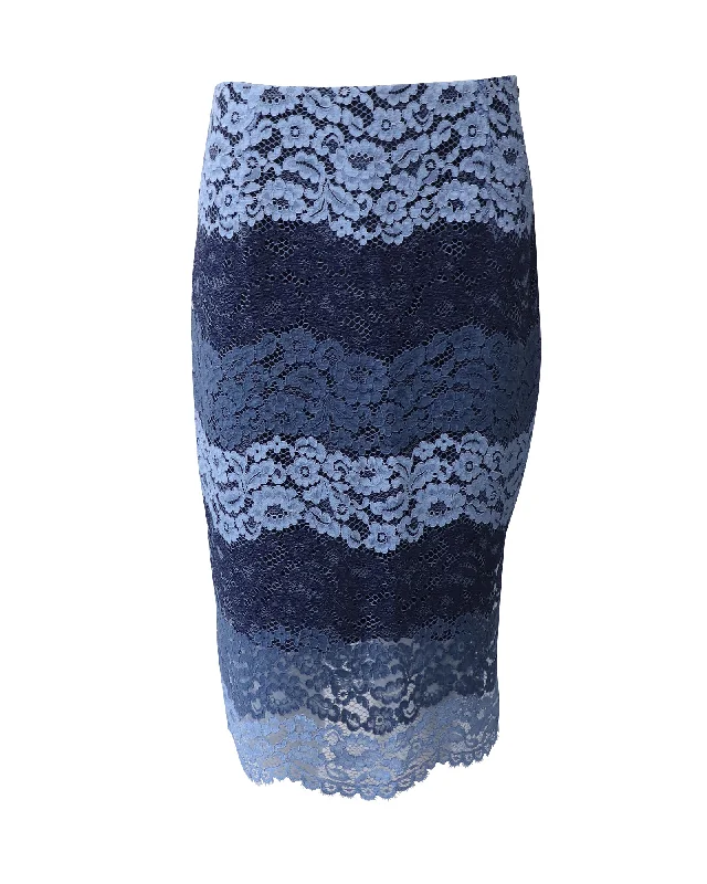 Sandro Paris Lace Midi Skirt in Blue Polyamide