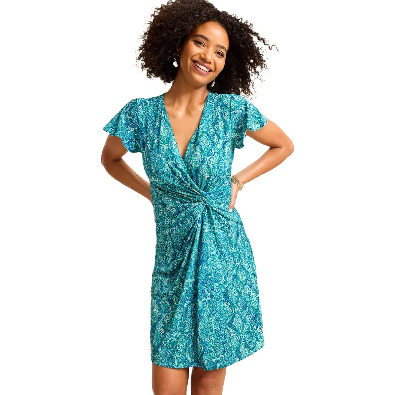 Tommy Bahama Women's Clara Playa Python Short Sleeve Dress - Atlantis Teal