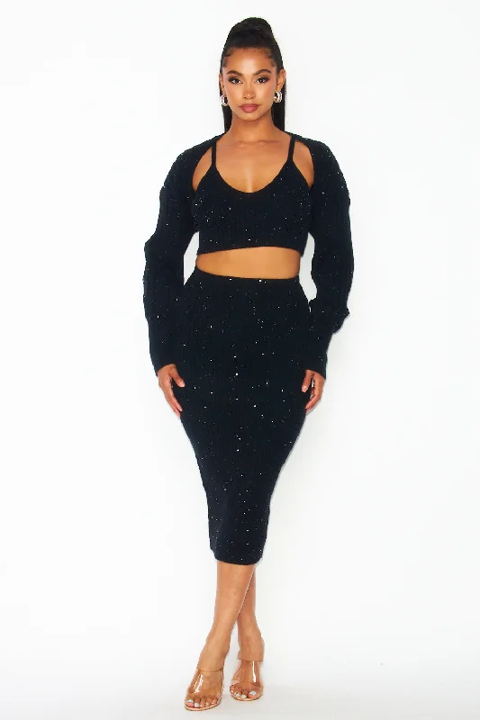 Hot & Delicious Women's Sequin Knit Skirt