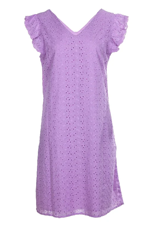 100% Cotton Broderie Anglaise Dress | LILAC | 8594A1