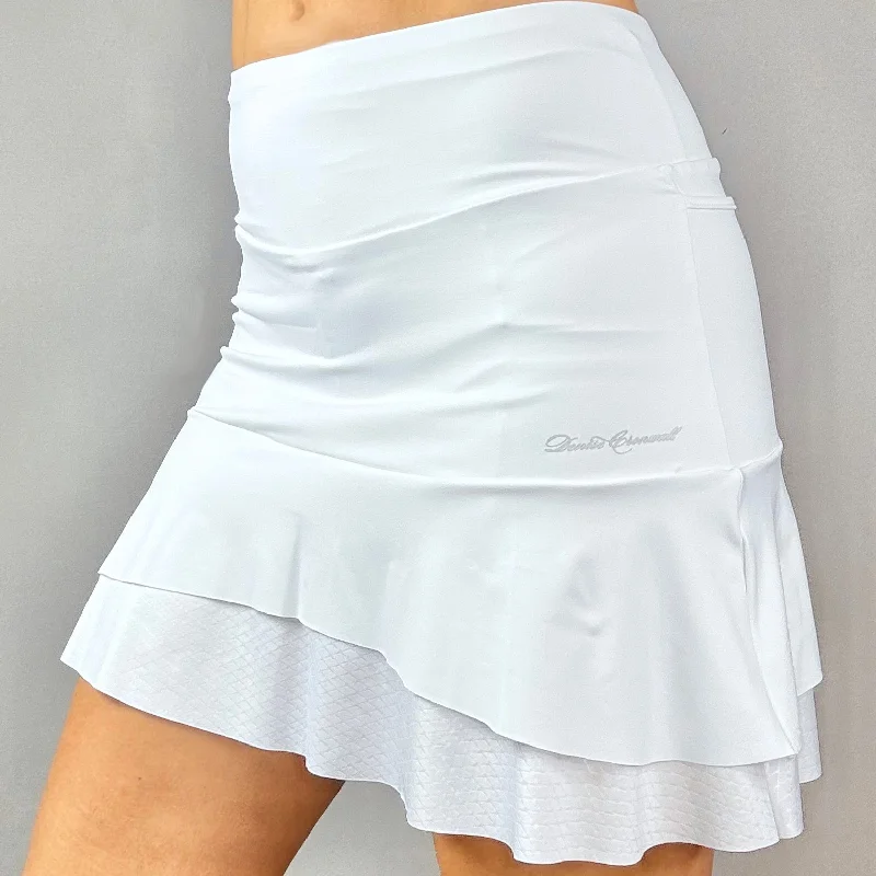 White Embossed Long Skort (textured white)