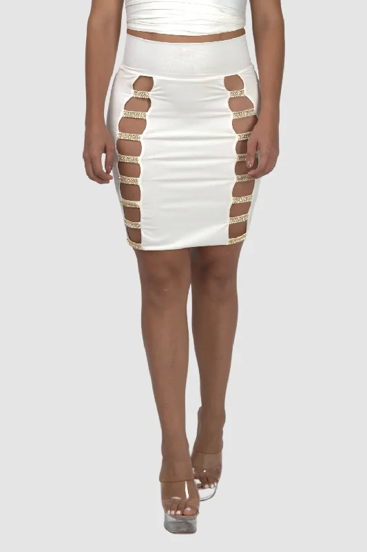 Shawna White W Gold Skirt