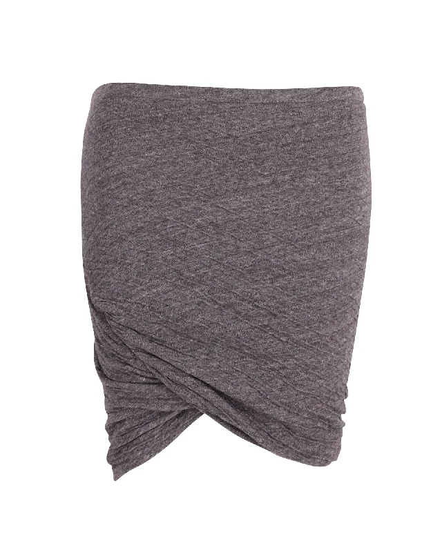 Isabel Marant Ruched Wrap Mini Skirt in Grey Cotton