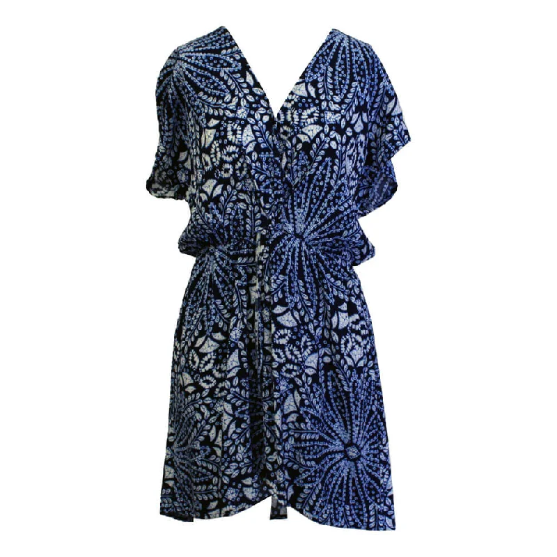 J Valdi Batik Twist Front Dress Coverup - Blue/White