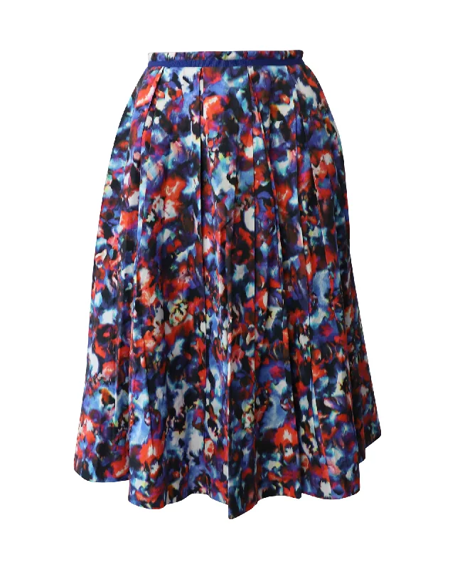 Saloni Abstract Print Midi Skirt in Multicolor Cotton