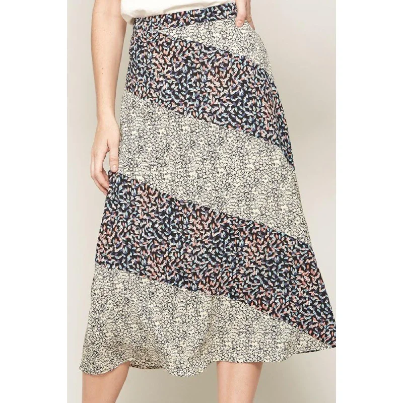 A Floral-print Woven Midi Skirt