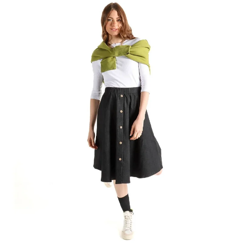 Women's Buttoned A-Line Denim Skirt