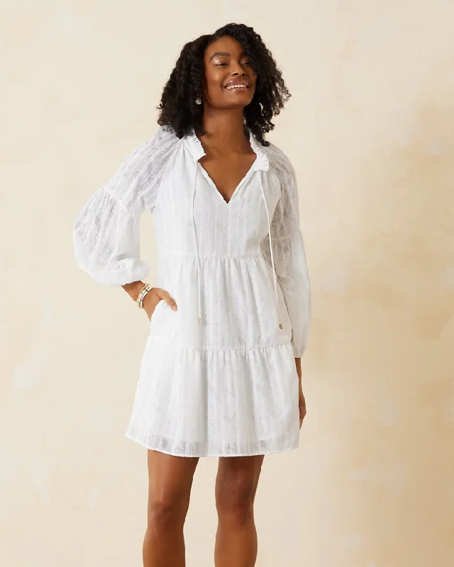 Tommy Bahama Women's Illusion Frond Long Sleeve Short Dress - White