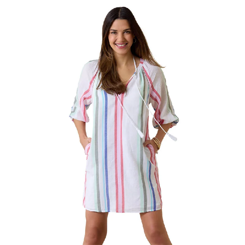 Tommy Bahama Multi Stripe Dobby Dress Cover Up - White