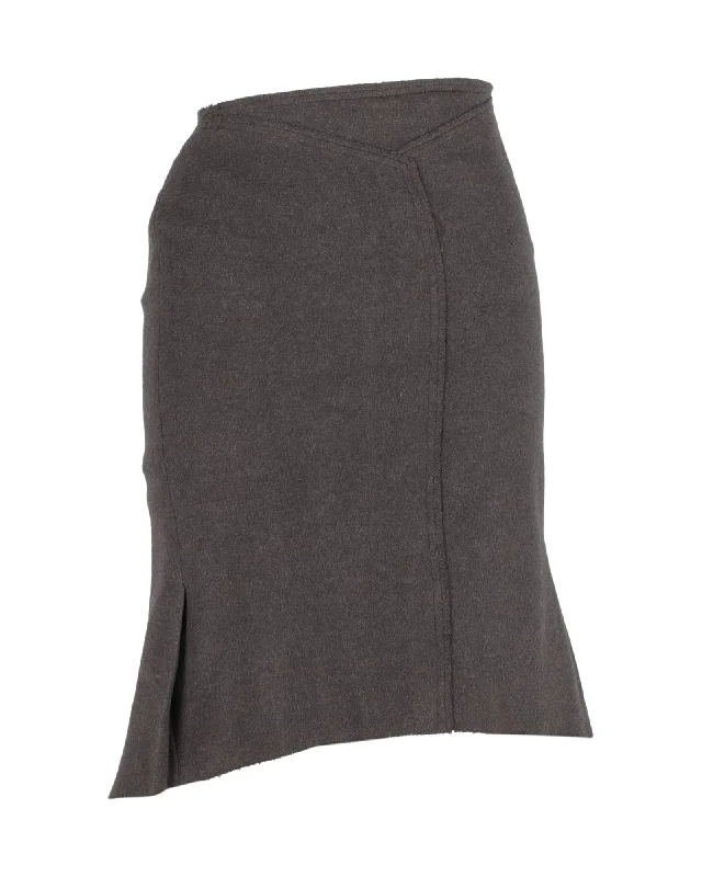 Roland Mouret Midi Skirt in Grey Wool