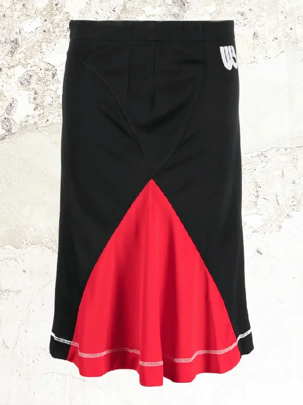 Wales Bonner logo colour-block midi skirt