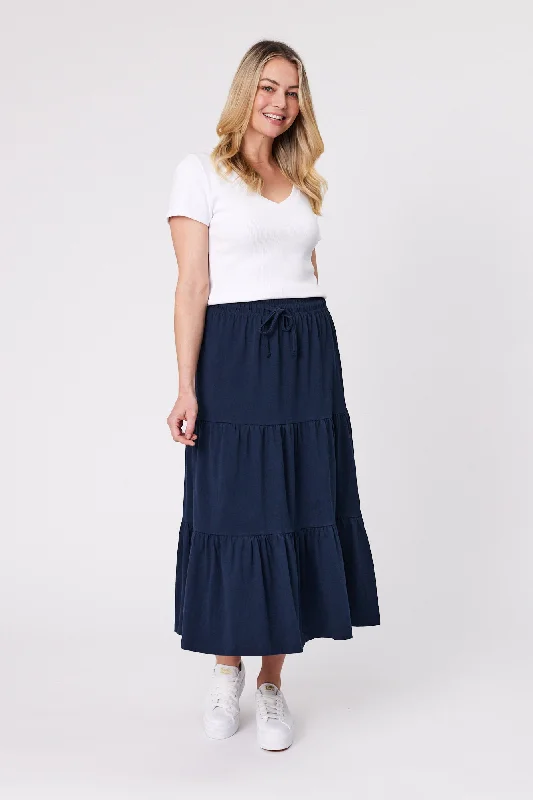 Shine On Essentials Midi Skirt Navy