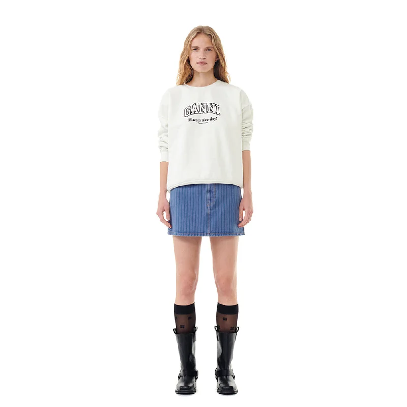 Stripe Overdyed Denim Mini Skirt (Country Blue)