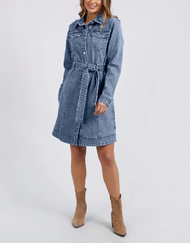 Riley Denim Dress - Mid Blue