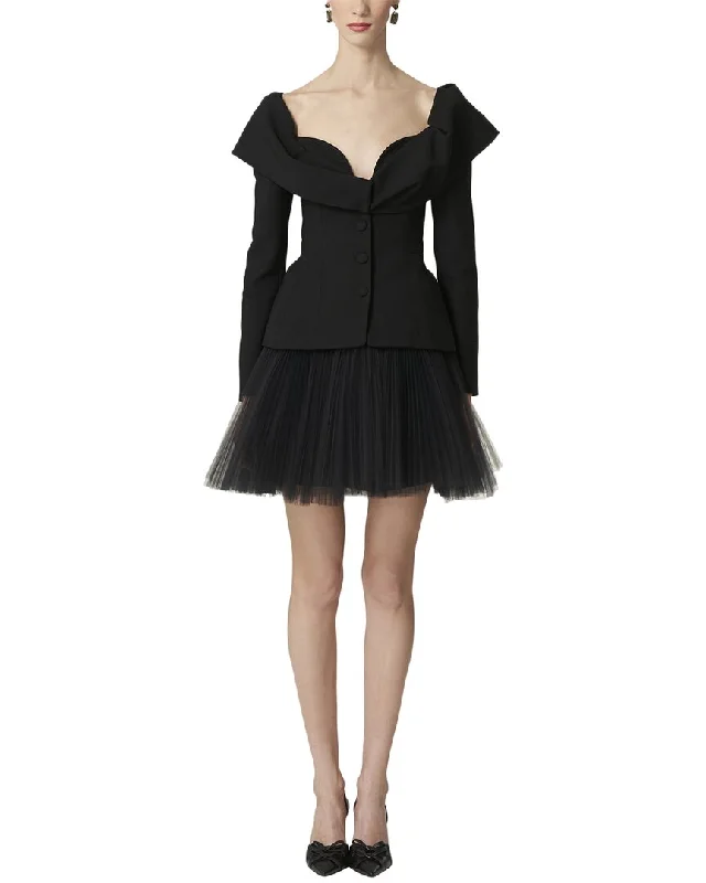 Carolina Herrera Pleated Tulle Mini Skirt