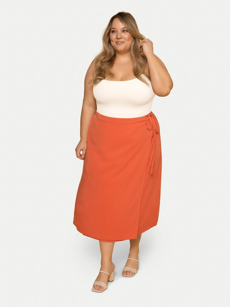 Robin Wrap Midi Skirt in Orange Spritz