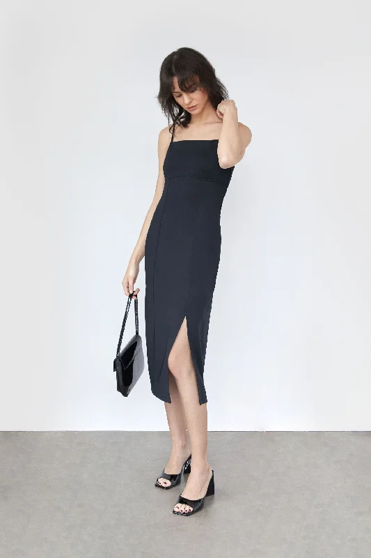 SQUARE NECKLINE MIDI DRESS