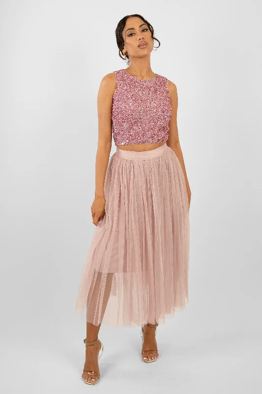 Cleo Pink Tulle Midi Skirt