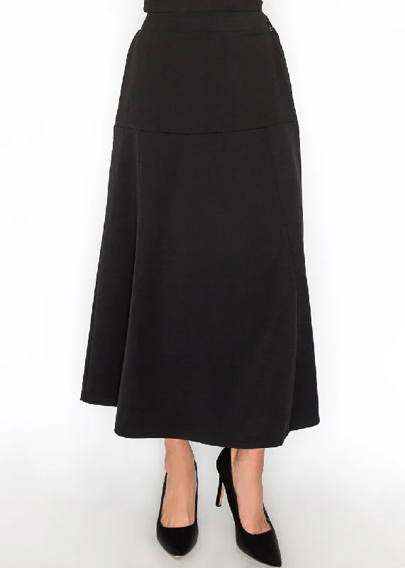 Black Panel Midi Skirt