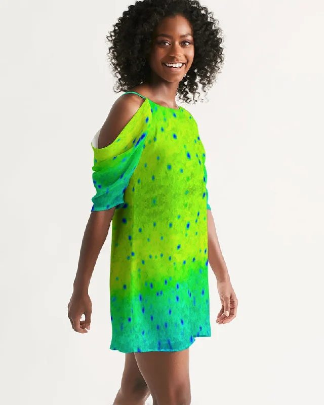 Mahi Print Women's Open Shoulder A-Line Dress