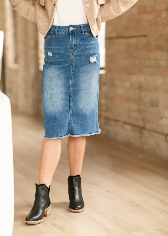 Hadley High Rise Denim Midi Skirt