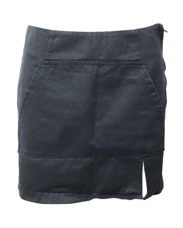 Marc Jacobs Slit Mini Skirt in Black Cotton Denim