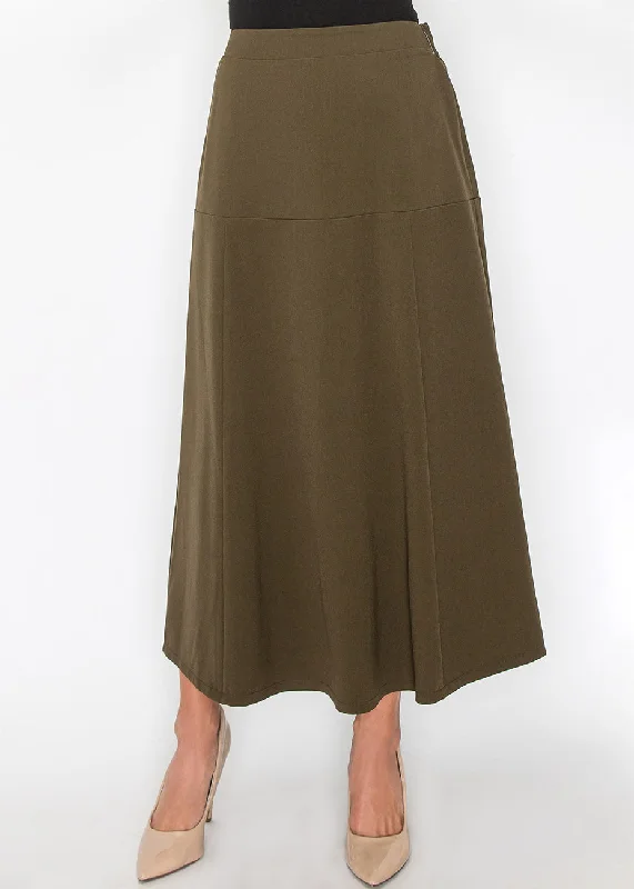 Olive Panel Midi Skirt